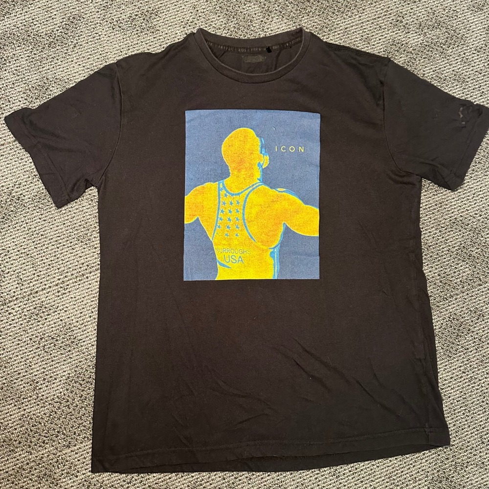 Rudis Mens Jordan Burroughs Icon Wrestling Graphic T-Shirt Black Size Medium
